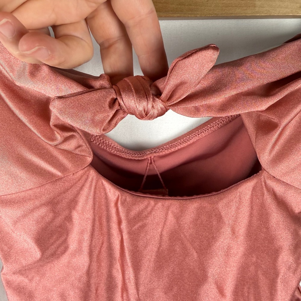 NEW Dippin Daisys Devon Strapless Tie Front One Piece Swimsuit Dusty Rose Medium - Picture 4 of 10